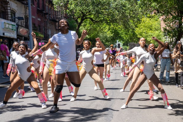 Performers take part in Dance Parade New York on the Lower East Side of Manhattan on Saturday, May 17, 2025. (Theodore Parisienne / New York Daily News)