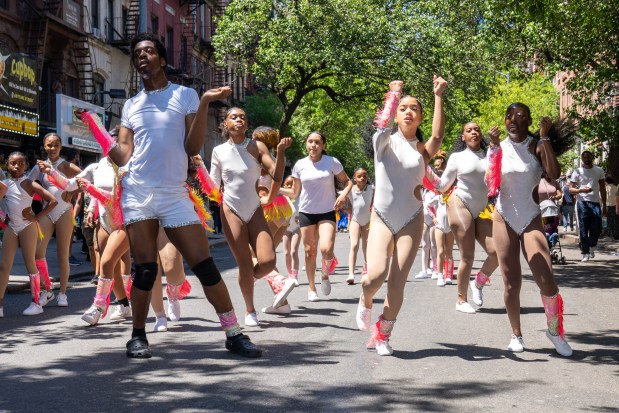 Performers take part in Dance Parade New York on the Lower East Side of Manhattan on Saturday, May 17, 2025. (Theodore Parisienne / New York Daily News)